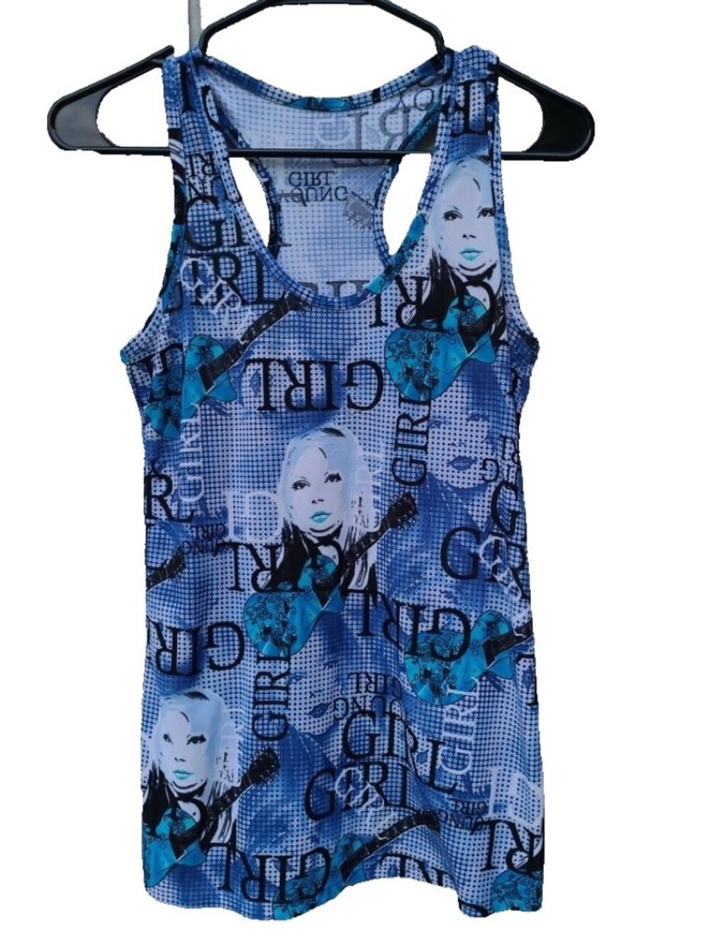 Vintage Y2K Racerback Tank Top Women's S Faces Girls Graphic Sleeveless Tee